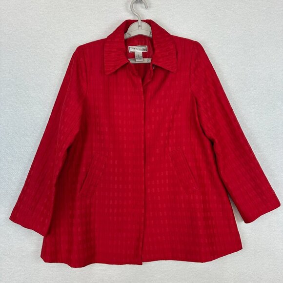 George Simonton Jackets & Blazers - SIMONTON SAYS WOMEN'S RED SQUARED DESIGNED JACKET BLAZER HIDDEN BUTTON SIZE S